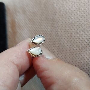 Sterling Silver Earring Stud Posts‎ Marked 925, Mother of Pearl stones, Teardrop